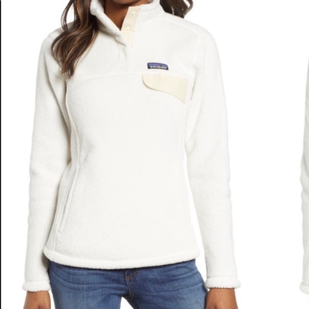 Patagonia white fuzzy pullover